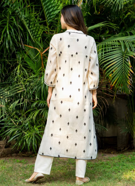 Pikes Spades Cotton Kurta with Pant and Inner (Set of 3)