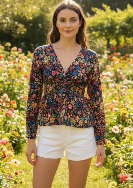 Multi-Color Rosemary Floral Top